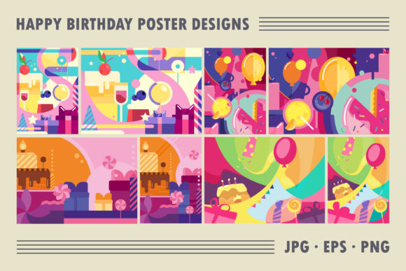 Download Set of Happy Birthday Poster Designs. - Design Collection