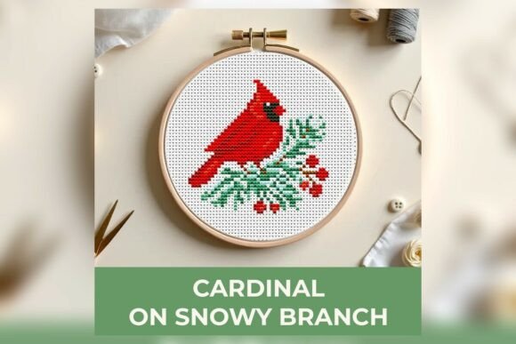 Download Cardinal on Snowy Branch Cross Stitch Pa - Branch Collection