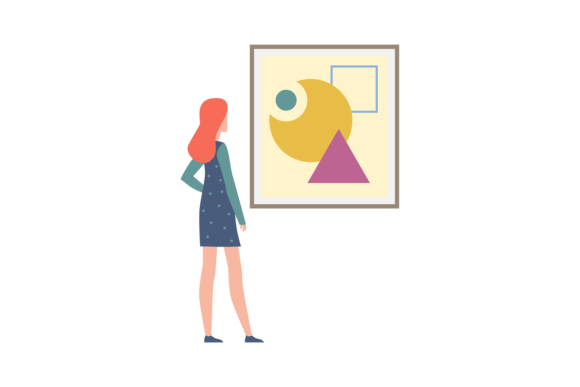 Download Young Woman Looking Abstract Painting. F - Abstract Collection