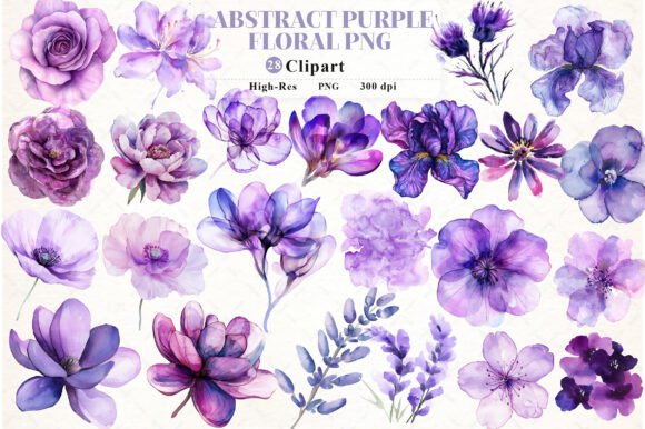 Download Abstract Purple Watercolor Floral Clipar - Abstract Collection