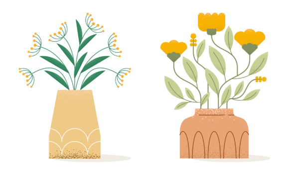 Download Flat Abstract Trendy Flowers in Vase - Abstract Collection