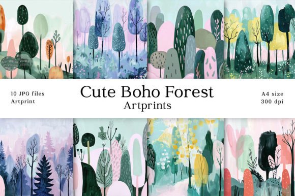 Download Cute Boho Forest Oilpaint A4 Artprints - Paint Collection