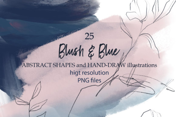 Download Blush &amp;blue Abstract Shapes and Plants - Abstract Collection