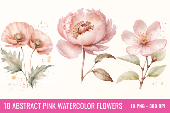 Download Abstract Pink Watercolor Flower Bundle - Abstract Collection
