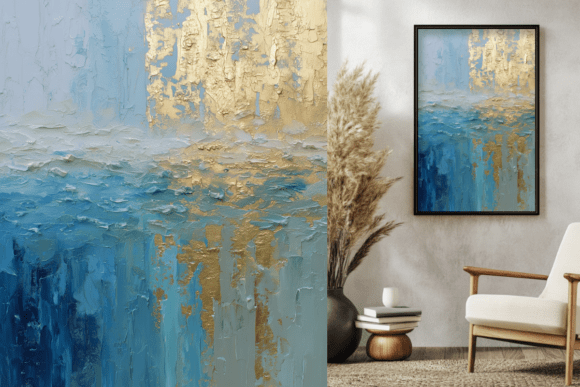 Download Blue &amp; Gold Textured Abstract Painting - Abstract Collection