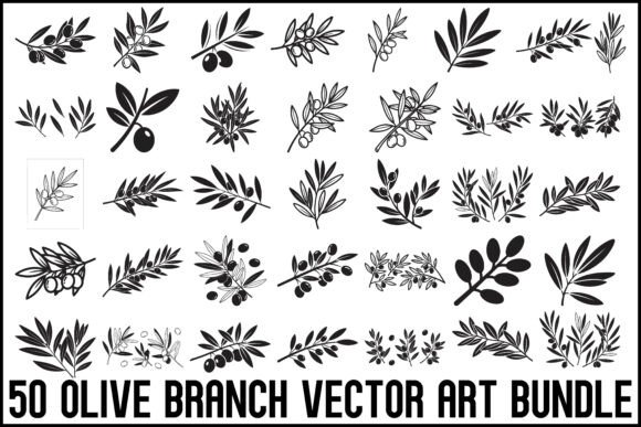 Download 50 Olive Branch Vector Art Bundle - Branch Collection