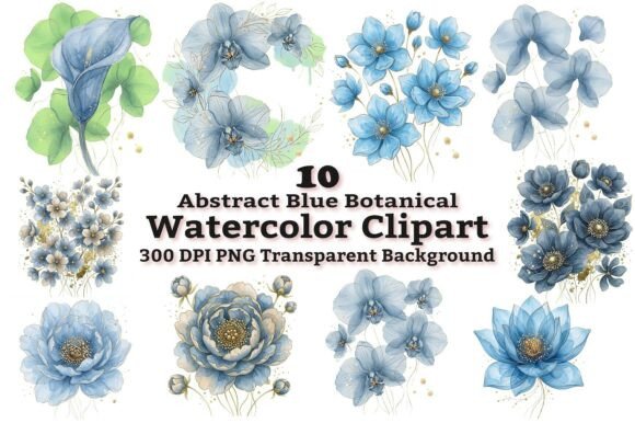 Download Abstract Blue Botanical Clipart Bundle - Abstract Collection