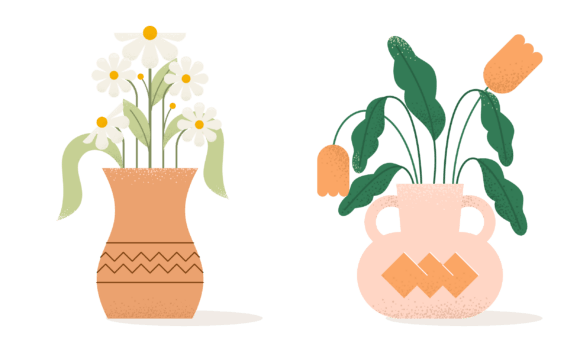Download Flat Abstract Trendy Flowers in Vase - Abstract Collection
