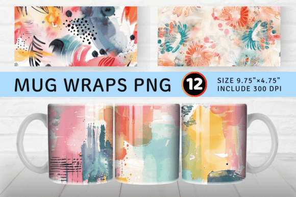 Download Abstract Watercolor Boho Mug Wrap Sublim - Abstract Collection
