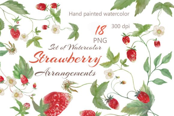 Download Hand-Painted Watercolor Strawberry Set - Paint Collection