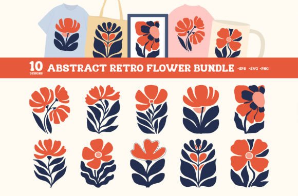 Download Abstract Retro Flower Clipart SVG Bundle - Abstract Collection