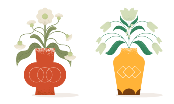 Download Flat Abstract Trendy Flowers in Vase - Abstract Collection