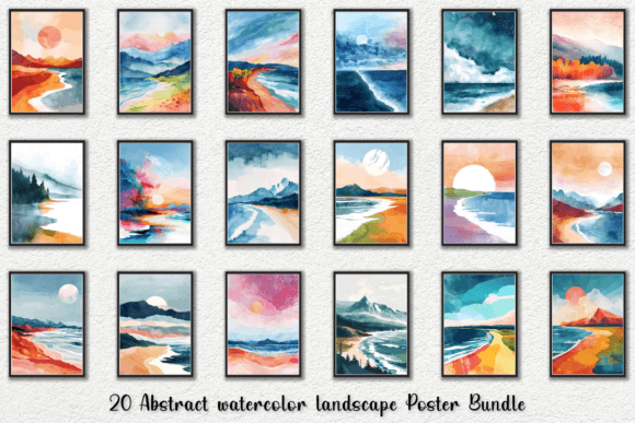 Download Abstract Watercolor Landscape Poster Set - Abstract Collection