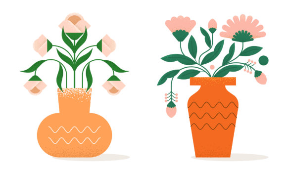 Download Flat Abstract Trendy Flowers in Vase - Abstract Collection
